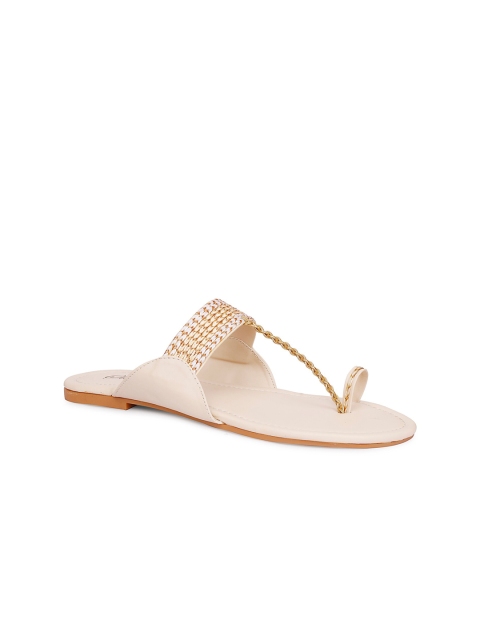 

Sanhose Women Cream-Coloured One Toe Flats