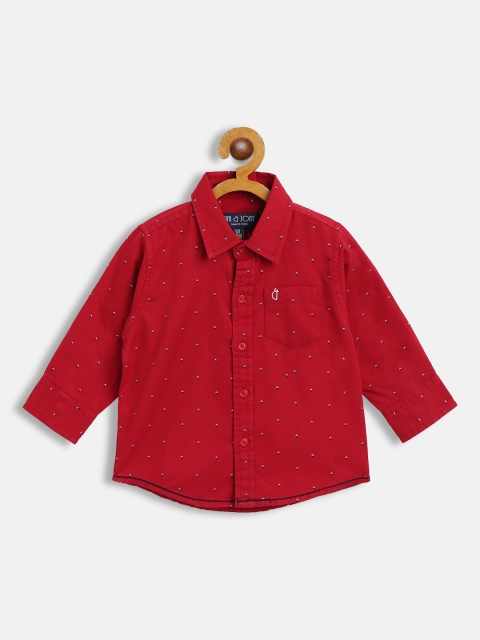 

Gini and Jony Boys Maroon & White Micro Ditsy Printed Cotton Casual Shirt