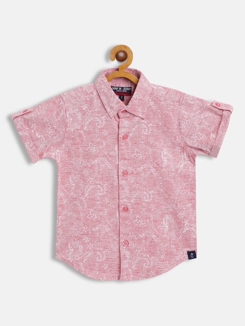 

Gini and Jony Boys Pink & White Ethnic Motifs Printed Cotton Casual Shirt