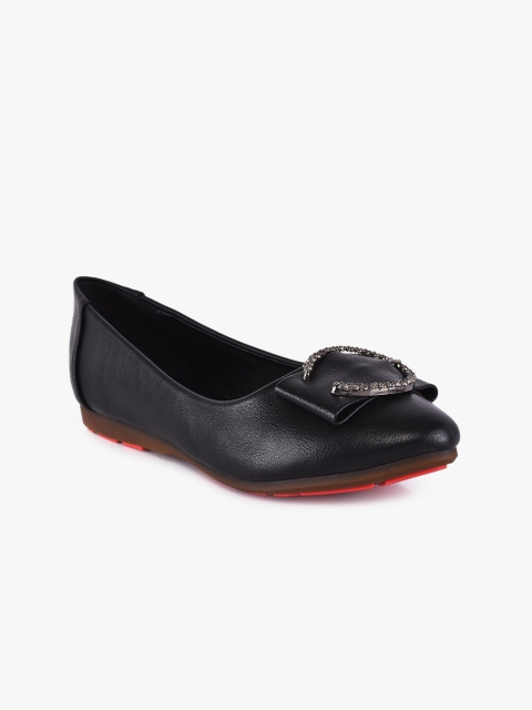 

BuckleUp Women Black Embellished Ballerinas Flats