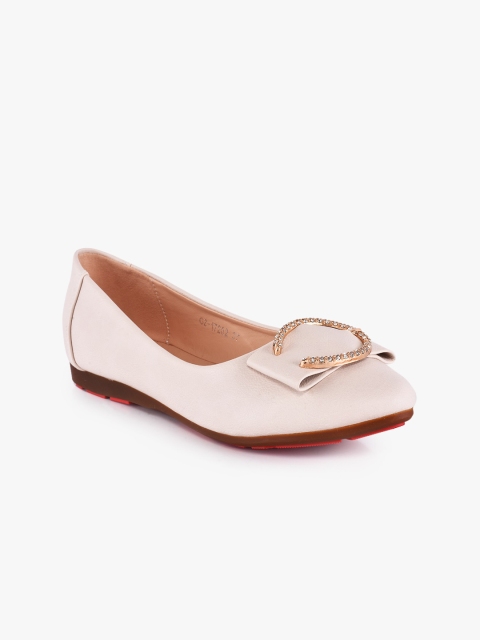 

BuckleUp Women Nude-Coloured Embellished Ballerinas Flats