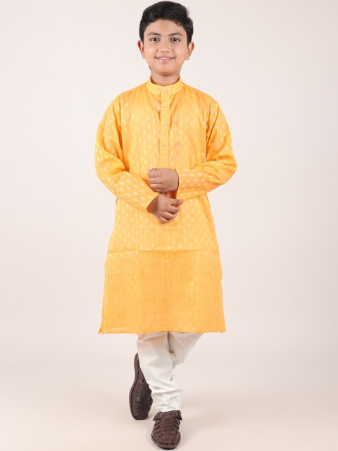 

Pothys Boys Orange & White Woven Design Sherwani