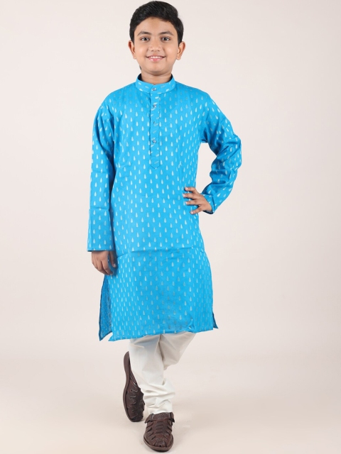 

Pothys Boys Blue & White Printed Cotton Sherwani