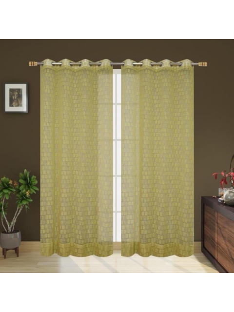 

Molly & Michel Green Set of 2 Sheer Long Door Curtain
