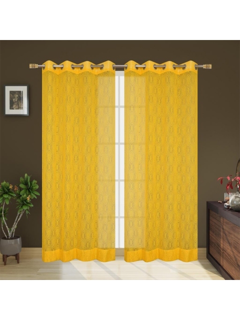 

Molly & Michel Set of 2 Yellow Ethnic Motifs Net Door Curtain
