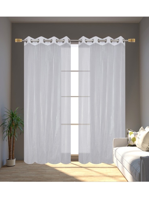 

Molly & Michel White Self Design Set of 2 Sheer Door Curtain