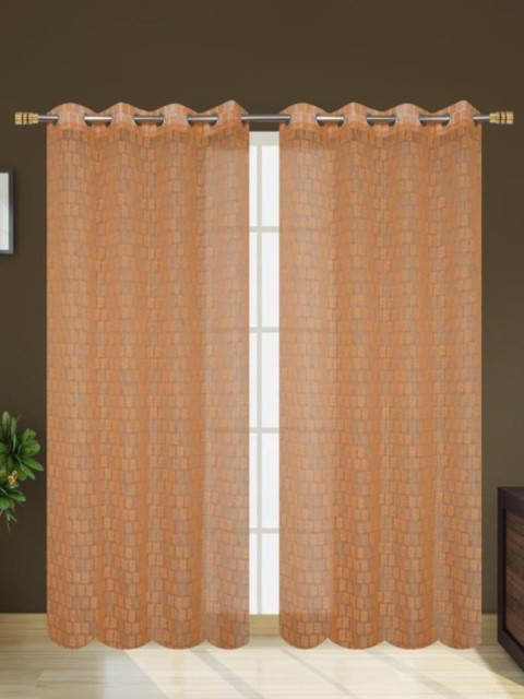 

Molly & Michel Peach-Coloured Set of 2 Sheer Long Door Curtain