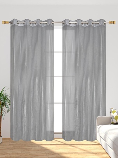 

Molly & Michel Set Of 2 Grey Sheer Net Long Door Curtain