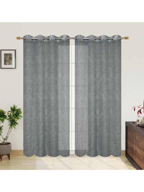 

Molly & Michel Grey Set of 2 Floral Sheer Long Door Curtain