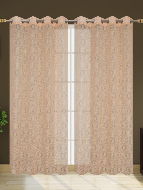 

Molly & Michel Pack Of 2 Beige Self Design Sheer Long Door Curtains