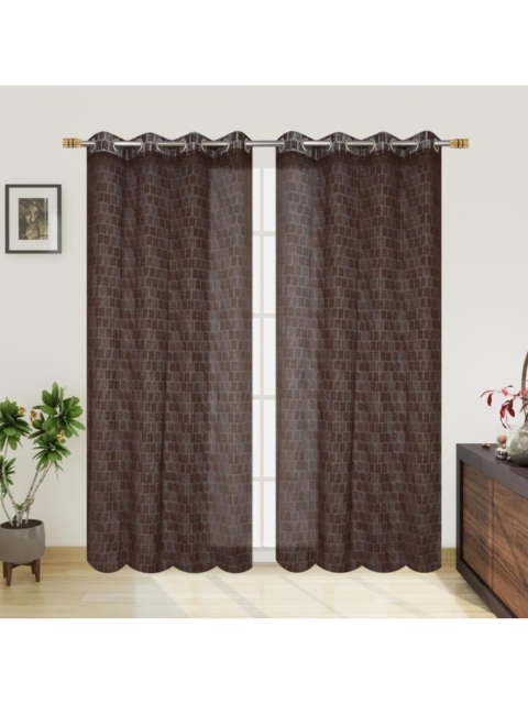 

Molly & Michel Set of 2 Brown Net Long Door Curtain