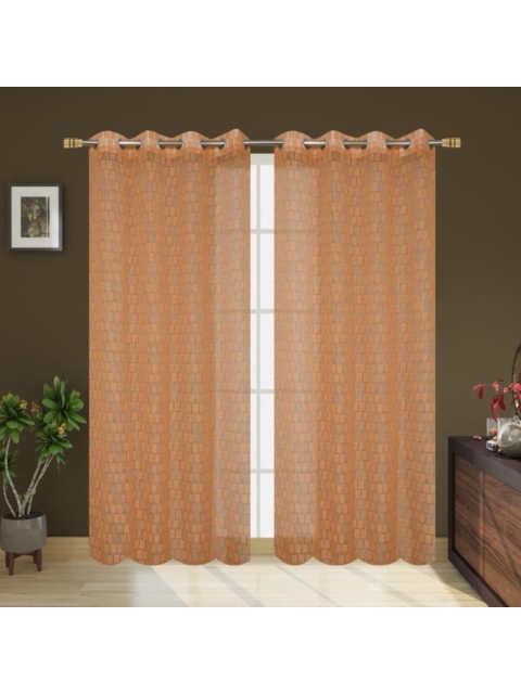 

Molly & Michel Peach-Coloured Set of 2 Sheer Door Curtain