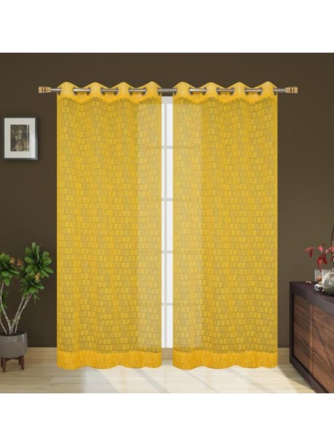 

Molly & Michel Yellow Set of 2 Floral Long Door Curtain