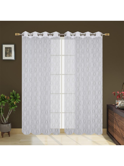 

Molly & Michel White Set of 2 Sheer Long Door Curtain