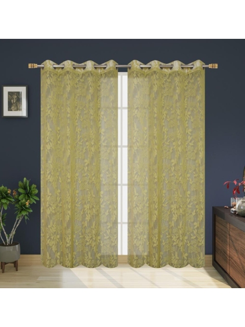 

Molly & Michel Green Set of 2 Sheer Door Curtain