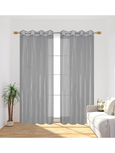 

Molly & Michel Grey Set of 2 Sheer Door Curtain