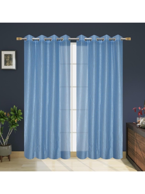 

Molly & Michel Blue Set of 2 Sheer Long Door Curtains
