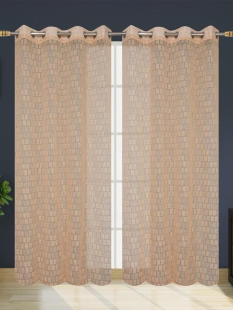 

Molly & Michel Set of 2 Peach-Coloured Sheer Long Door Curtain