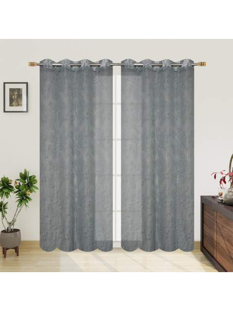

Molly & Michel Grey Set of 2 Sheer Door Curtain