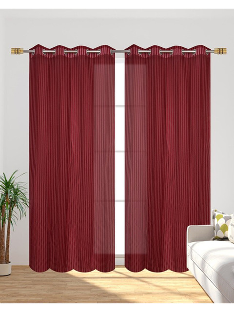 

Molly & Michel Maroon Set of 2 Striped Long Door Curtain