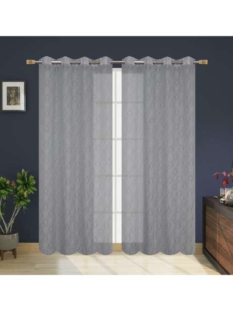 

Molly & Michel Set of 2 Grey Floral Net Door Curtain