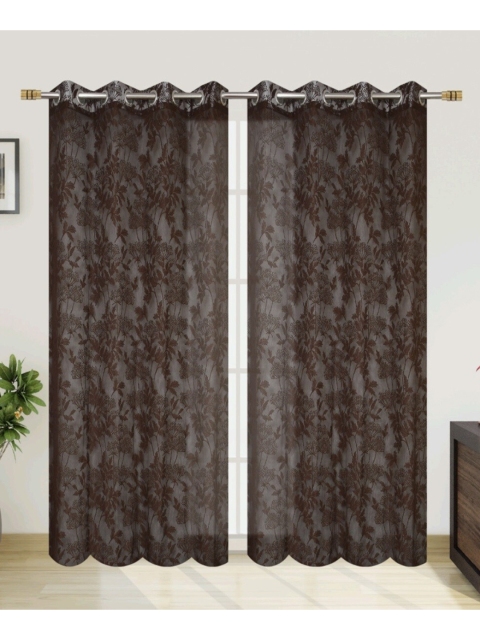 

Molly & Michel Brown Set of 2 Floral Door Curtain