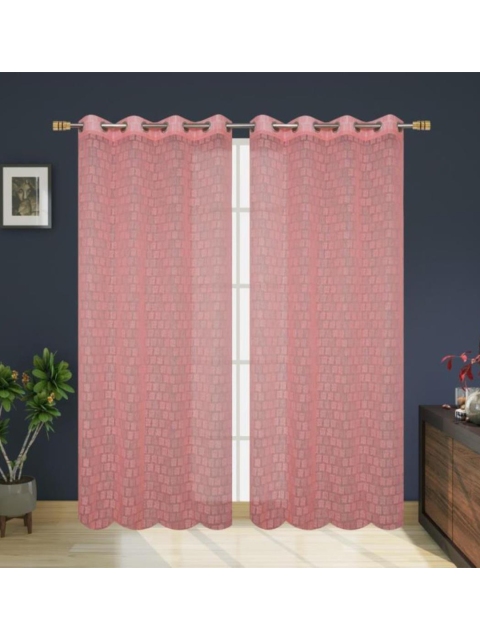 

Molly & Michel Pink Set of 2 Sheer Long Door Curtain