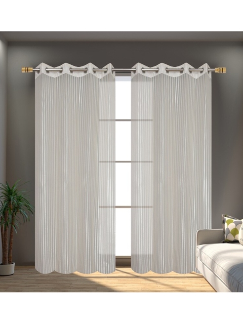 

Molly & Michel Set of 2 Off White Striped Door Curtain