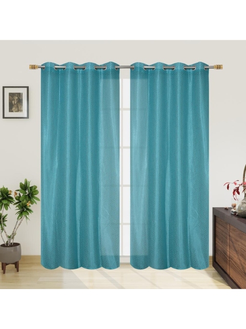 

Molly & Michel Turquoise Blue Set of 2 Sheer Long Door Curtain