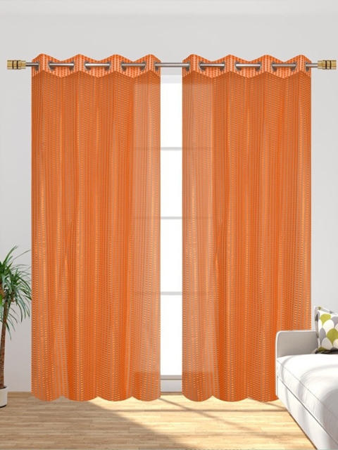 

Molly & Michel Set of 2 Orange Striped Door Curtain