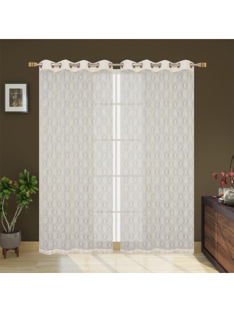 

Molly & Michel Off White Set of 2 Ethnic Motifs Sheer Door Curtain