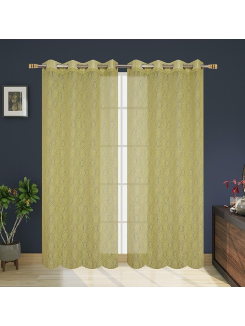

Molly & Michel Green Set of 2 Ethnic Motifs Sheer Long Door Curtain