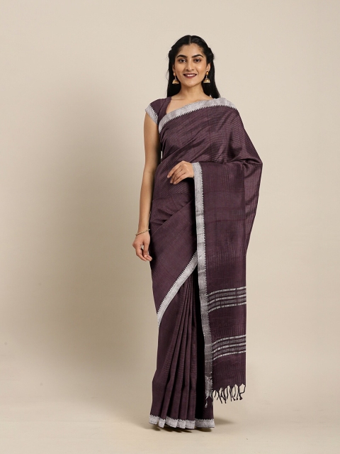 

The Chennai Silks Purple Striped Mangalagiri Saree