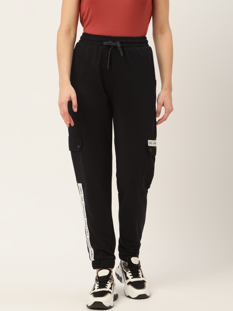 

Madame Women Navy Blue Solid Track Pants With Taping Detail