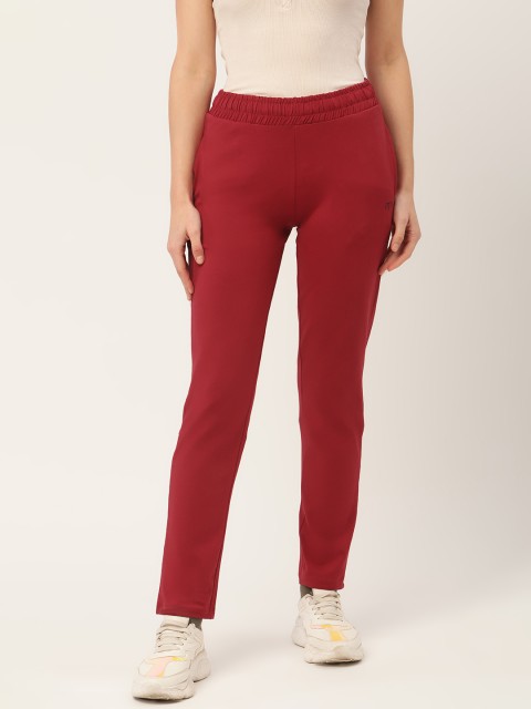

Madame Women Red Pure Cotton Solid Track Pants