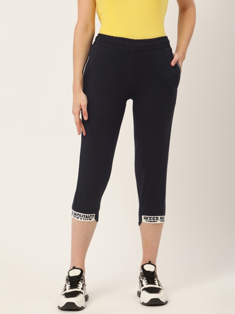 

Madame Women Navy Blue Pure Cotton Three-Fourth Track Pants