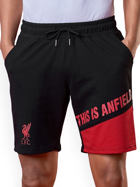 The Souled Store Men Black Typography Printed Cotton Shorts