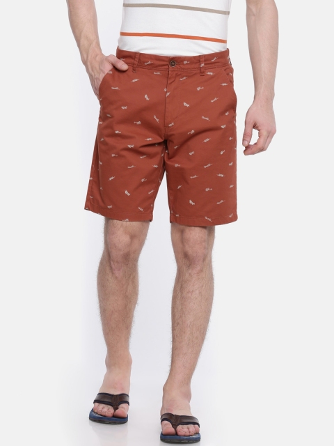 

t-base Men Brown Printed Regular-Fit Chino Shorts
