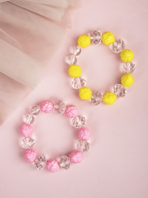 

Arendelle Girls 2 Pink & Yellow Beaded Bracelet