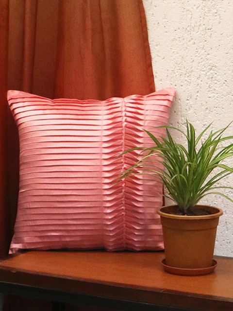 

ZEBA Pink Pleated Square Cushion Cover