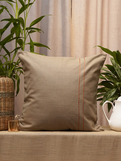 

ZEBA Beige Solid Square Cushion Cover