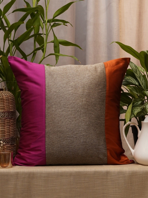 

ZEBA Pink & Grey Colourblocked Square Cushion Covers