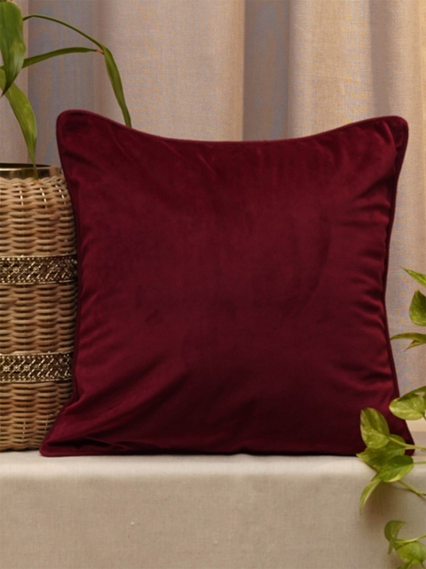 

ZEBA Red Solid Velvet Square Cushion Cover