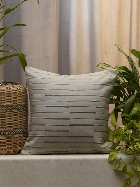 

ZEBA Beige Striped Square Cushion Cover