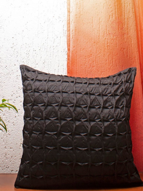 

ZEBA Black Pleated Square Cushion Cover