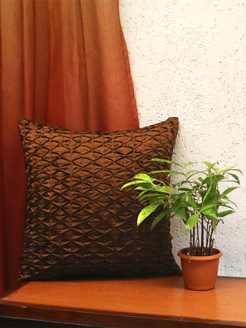

ZEBA Brown & Black Shell Pleated Square Cushion Covers