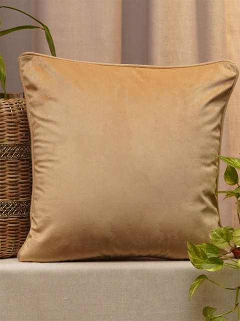 

ZEBA Beige Solid Velvet Square Cushion Cover