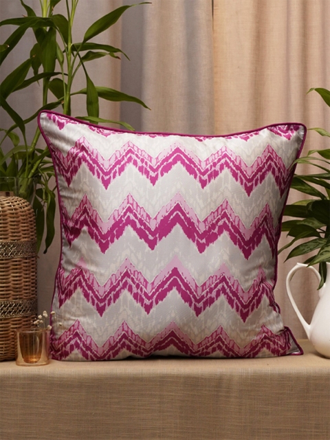 

ZEBA Pink & White Geometric Square Cushion Covers