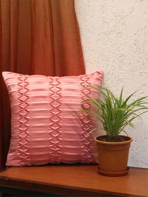 

ZEBA Pink Shell Pleated Square Cushion Covers