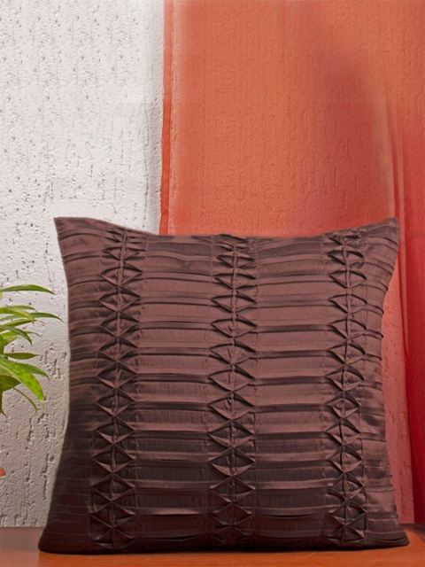 

ZEBA Brown Pleated Square Cushion Cover
